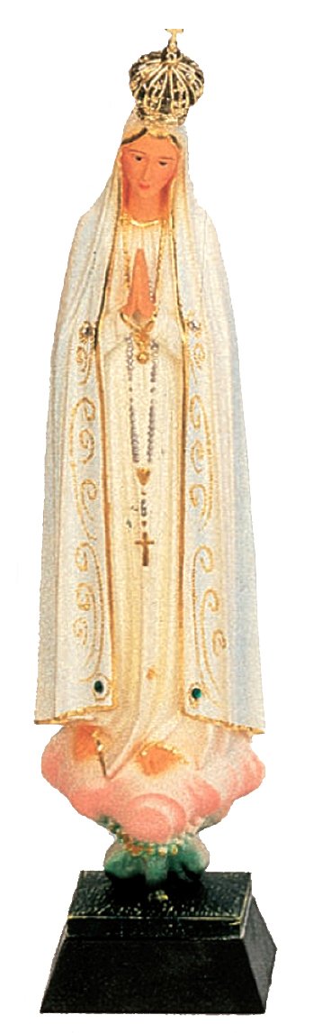 Ferrari & Arrighetti Gold Hand Painted Madonna Of Fatima Statue With And Rhinestones (Approx 22Cm)