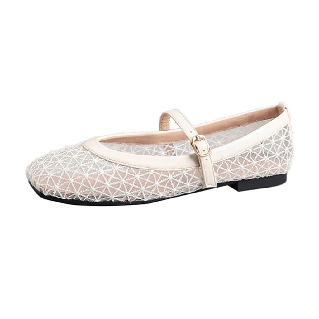 Ballerine da Donna comode con Cinturino, Ballerine in Rete, Scarpe Mary Jane Traspiranti da Donna, Eleganti Slip-on per Ufficio, Tempo Libero e Vacanze