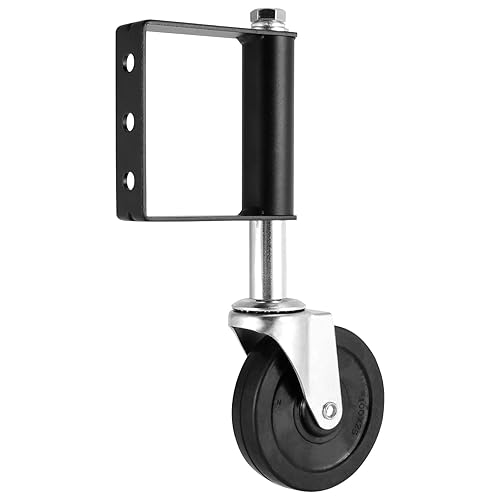 Miniatura 4 de Paquete de 2 ruedas de puerta con resorte de 4 pulgadas, ruedas de goma de 220 libras con placa de montaje de 360 y herrajes, ruedas de resorte para