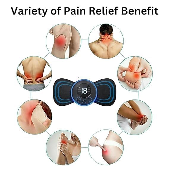 Image of 2 Pcs Mini Massager for Pain Relief, Portable Electric Body Massager Machine, EMS Muscle Stimulator,Butterfly Back Neck Shoulder Massager for Body Pain Relief,Compact Travel Massager (Blue, Medium)