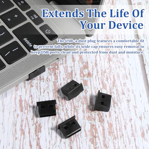 Image of USB Cover Cap, 10 Pcs USBA Dust Cap Plugs, USB Port Cover Anti Dust Plugs, Black USB-Type-A Dustplugs Stopper Protector, Plug Caps for USBA Female Ports for Desktop PC Laptops