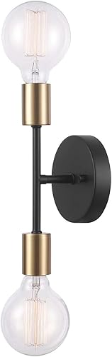 Miniatura 6 de GLOBE Electric 52085 - Lámpara de pared reversible de 10 pulgadas, 2 luces, color negro mate, enchufe de acento de latón, iluminación regulable,
