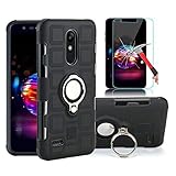 EDSAM Case Compatible with LG Stylo 4/Q Stylo/Stylus 4/Stylo 4 Plus with HD Screen Protector,Dual Layer Shockproof Case with 360 Degree Ring Kickstand Fit Magnetic Car Mount for LG Stylo 4 (Black)
