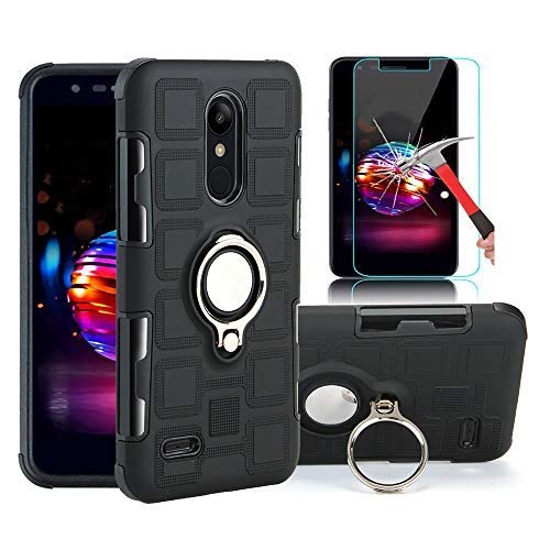 EDSAM Case Compatible with LG Stylo 4/Q Stylo/Stylus 4/Stylo 4 Plus with HD Screen Protector,Dual Layer Shockproof Case with 360 Degree Ring Kickstand Fit Magnetic Car Mount for LG Stylo 4 (Black)