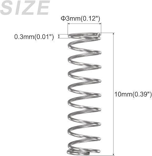 Miniatura 68 de METALLIXITY Resortes de compresión (0.020 x 0.118 in de diámetro exterior, 0.787 in de longitud libre) 20 unidades, resorte de extensión de acero