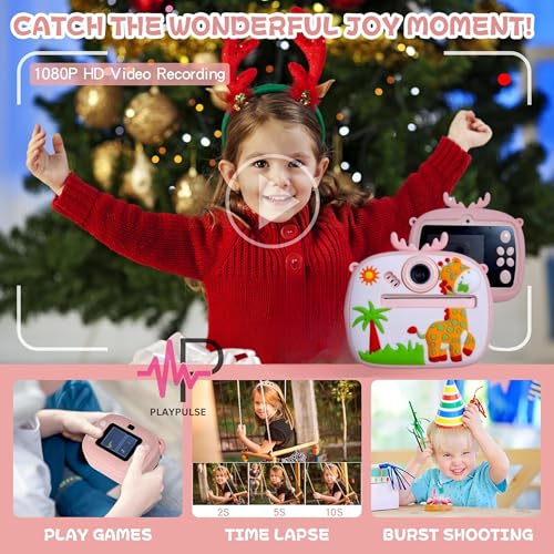 Image of Omeron 2 Years Warranty Kids Instant Print Camera 12MP HD Photo & Video Thermal Printer, Rechargeable Battery, Paper Rolls, Protective Silicone Cover, Educational Gift Toys for Creative Kids - Blue