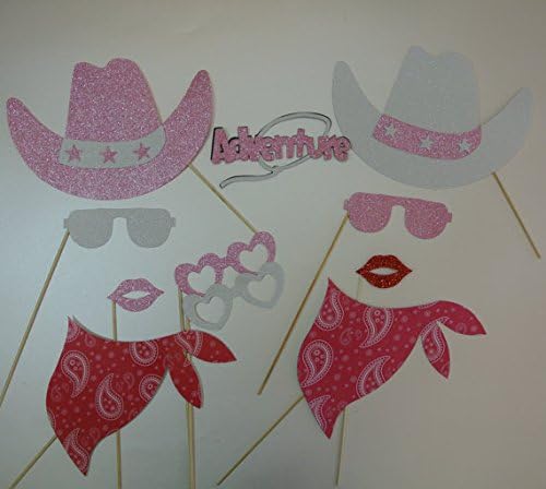 11 Pc Photo Booth Party Props Mustache on a Stick Western Theme Party Cowboy Hat