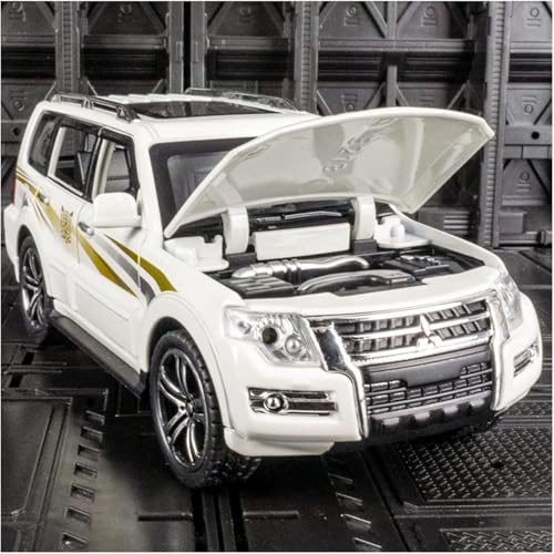 Image of 1:32 Scale Die-Cast Metal Pajjero with Openable Doors,Music,Lights & Pull Back Action (White)