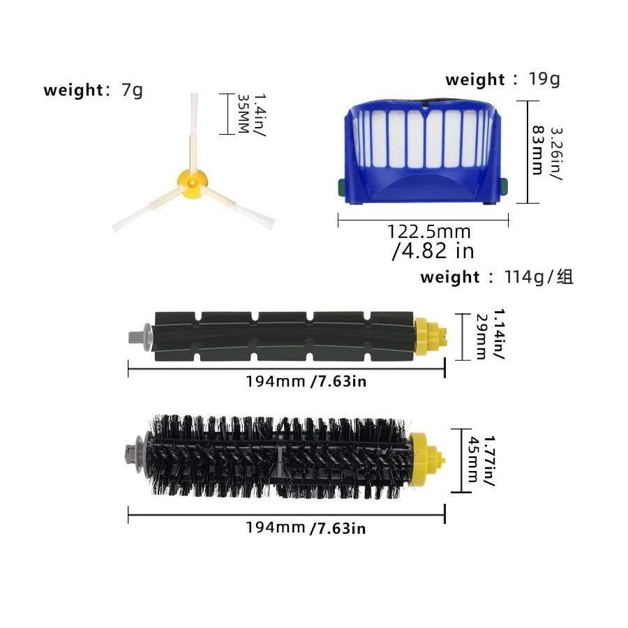 For 675 650 690 600 Series Vacuum Cleaner Side Brush HEPA Filter(8 pcs-02)