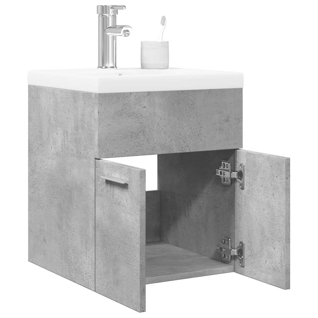 Set di 2 mobili da bagno con lavandino, grigio cemento, 41 x 38,5