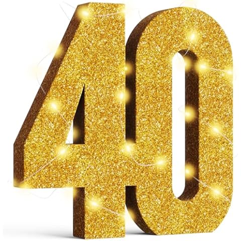 Usongshine Happy 40th Birthday Decorations Anniversary Decorations 40th Centerpiece Table Decorations for Men Women(30 * 30 * 3cm) Cover