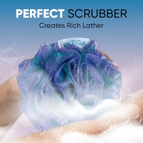 Image of VEGA Duo Splash Bath Sponge Bath Loofah for Men & Women | Soft Exfoliating Body Scrubber | Gentle Shower Pouf Sponge for Dead Skin Removal & Smooth Skin | Premium Bath Loofah Pack of 2 (BA-3 /37)