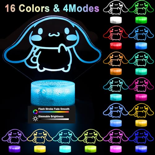 Image of KIEAL 16 Colors Cartoon Night Light, Anime Character Change Decor Lamp with Remote, Dim, Timer, Fans Kids Gifts for Christmas Birthday Boys Girls