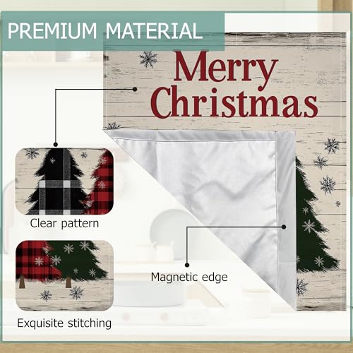 Image of Christmas Trees Dishwasher Magnets Decorative Cover,Rustic Wood Board Waterproof Magnetic Dishwasher Cover Panel,Refrigerator Magnet Cover for Kitchen Home Decor 23x26 Inch
