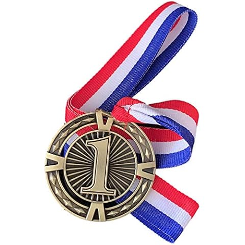 Emblems-Gifts Personalised Number 1 (First Place) Large Medal and Ribbon ENGRAVED FREE (T) Cover