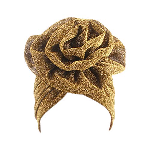 Surkat Turbante de Flores Brillantes para quimioterapia, Oro, Talla única