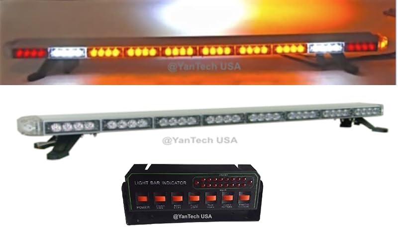 50" Amber Warning Strobe LED Light Bar w/CargoLight Brake/Turn Signal | Emergency Light for Commerical Truck/Tow Truck/Snow Plow/Fleet w/ Alley Lights & Controller, 25 Flash Patterns, Easy Install