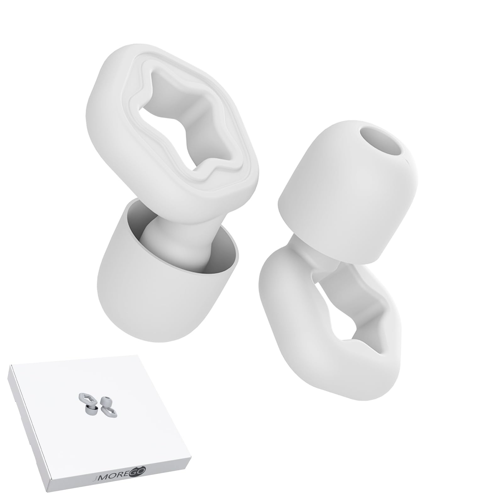 Ear Plugs for Noise Reduction,Integrated Design Silent earplugs-Super Soft,for Sleep, Focus, Travel, Work,Swim,Concert with S/M/L Silicone Ear Tips 3 Sets -25-35dB (White)