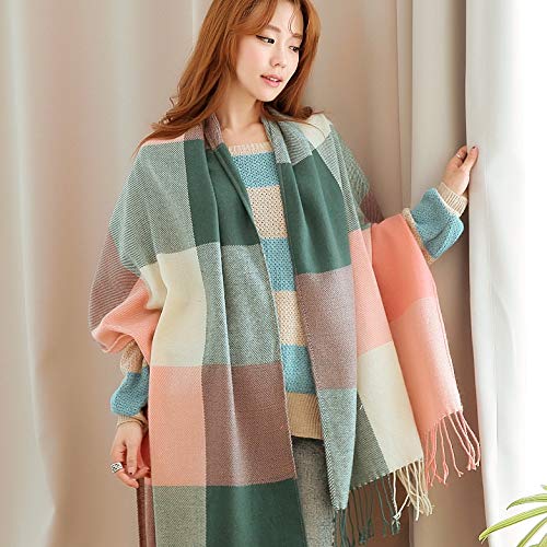 Women's Scarf, Fashion Long Shawl Big Grid Winter Warm Lattice Large Cashmere Scarf (A) #TOP1