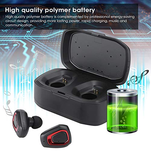 Draadloze oortelefoons, duurzame oortelefoons van hoge kwaliteit, draagbaar met oplaaddoos voor geschenken(Zwart rood) - Image 6