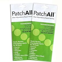 PatchAll Kit Clear Polyurethane Adhesive Vinyl Repair Patch Tape Kit, Waterproof, Airtight Patches for Canvas Tent, Boat Upholstery, Car Seat, Leather Furniture, Hole, Awning, and More, 2 Pack