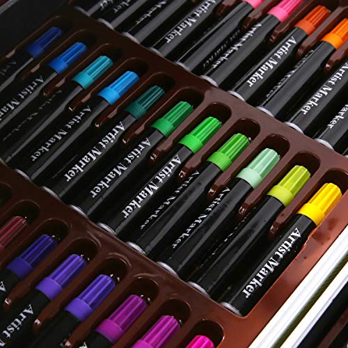 H & B Deluxe Art Set 145-Piece 2 Layers, Kids Art Supplies for Drawing, Painting, Portable Aluminum Case Art Kit for Kids, Teens, Adults Great Gift for Beginner and Serious Artists, Yellow - Thumbnail 7