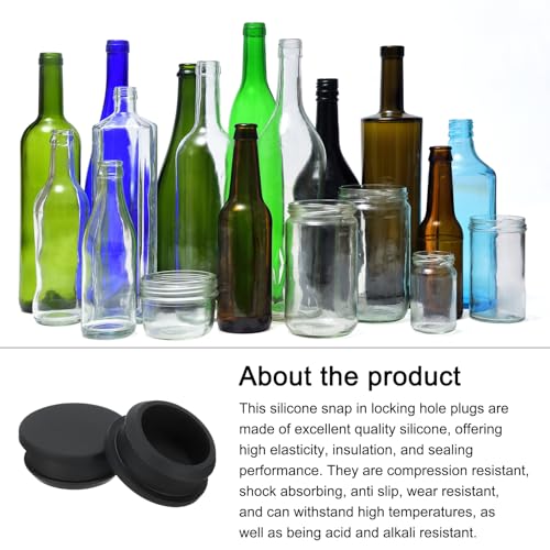 Image of Snap in Locking Hole Plugs Rubber Panel Seal Cover Drilled Silicone Caps, [for Kitchen Rubber, Waterproof Sealing Plugs] - 32.6mm /1.3in /Black /2Pcs