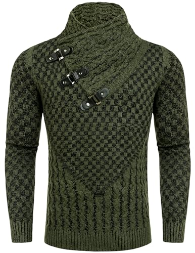 COOFANDY Men's Knitted Turtleneck Sweater Long Sleeve Slim Fit Designer Shawl Collar Pullover