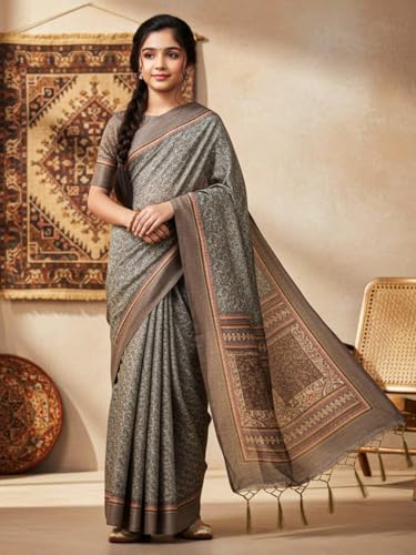 Image of AKHILAM Women's Shimmer Pashmina Silk Abstract Printed Saree With Unstitched Blouse Piece (BBABY7502 AI Parent)