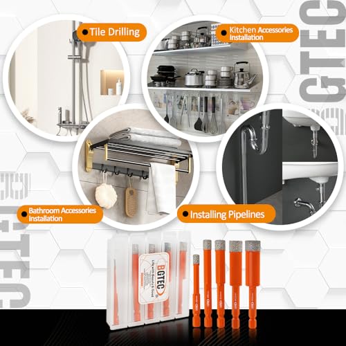 BGTEC Dry Diamond Drill Bits 5pcs 6mm with Quick Change Hex Shank for Granite Marble Porcelain Tile Ceramic 3 BGTEC Dry Diamond Drill Bits 5pcs 6mm with Quick Change Hex Shank for Granite Marble Porcelain Tile Ceramic - Image 3