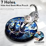 Interactive Cat Toy with Motion Activated Ball & 7-Hole Play Mat, Hide and Seek Exercise Game for Indoor Cats, Automatic Moving Cat Ball in Pouch, Rechargeable Kitten Toys (Starry Night) - Image 3