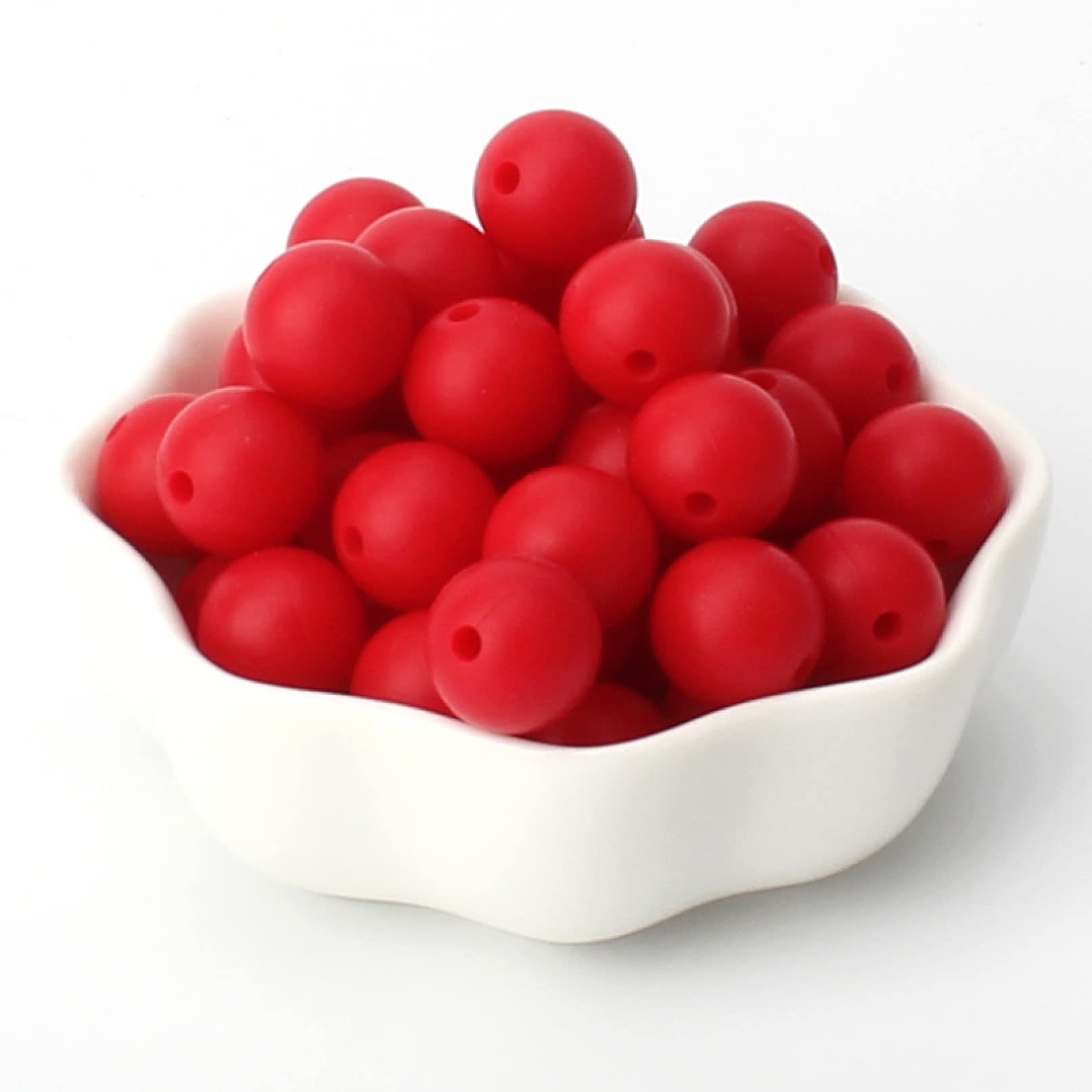 100pcs 12 mm silikonowe koraliki DIY Naszyjnik klęski Naszyjnik okrągłe dystansowe koraliki do smyczy biżuterii Making Akcesoria (kolor: czerwony, rozmiar: 12 mm)