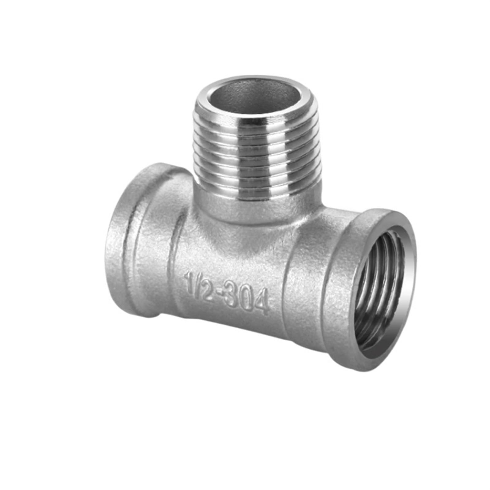 Conector en T de 3 vías Accesorio de tubería en T 3 vías con Rosca Macho + + Hembra, DN6/DN8/DN15/DN25, 1/4", 1/2", 3/4", 1", 1-1/4", BSP, Acero Inoxidable(Male Female Thread,1")
