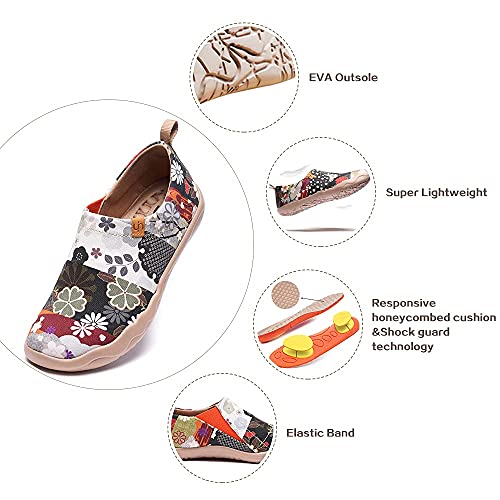 Uin Blossom Women's Fashion Floral Art Sneaker Painted Canvas Slip-On Ladies Travel Shoes (Hana, 7.5) #TOP5
