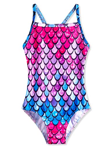 One-Piece Swimsuit for Girls Toddler Size 4t 5t Colorful Mermaid Scale Printing Bathing Suits Quick Dry Water Sport Swimwear