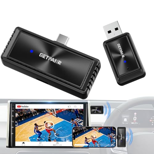 Wireless Mirror Phone to car Screen Adapter GETPAIRR Cast CarPlay & Wireless Car Screen Adapter for Stream Netflix/YouTube from Phone to Car Display, CarPlay for iPhone 15+ & 80%+ Android Phones