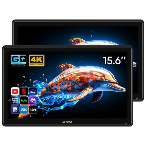 15.6 inch 4K Android 14.0 Car TV Headrest Monitor for Cars Back seat Rear Entertainment System, Support Phone Wireless Mirror Link Touch Screen,with WiFi/Bluetooth/HDMI/USB/Video Player (2 Sets)