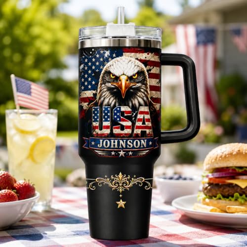Image of Personalized 250th Anniversary Of America Tumbler - Custom Patriotic USA Flag 1776-2026 Gifts - US Eagle Freedom Tumbler 40oz A21 - American Flag Independence Celebration Gifts For Men, Women