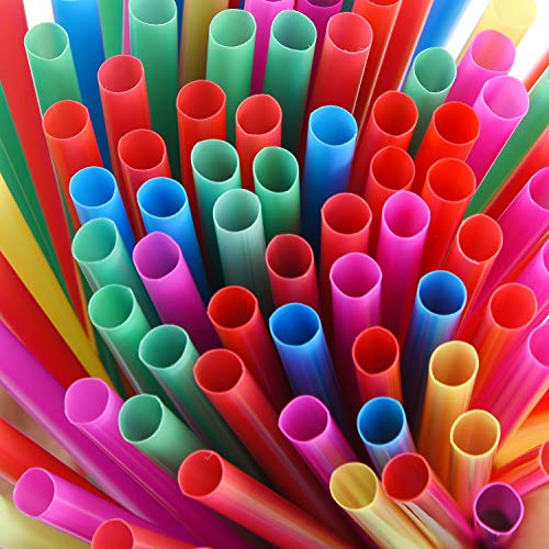 Alink ALIBE10SM Assorted Bright Colors Jumbo Smoothie Straws, Wide Plastic Disposable Straws thumb #6
