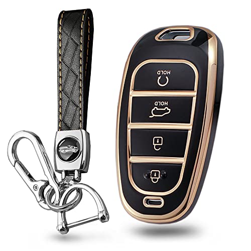 KUNIO Coque De Clé Alliage Zinc + Cuir Pour Hyundai Tucson NX4 Ioniq 5 Santa Fe Nexo (2021-2023) – Protection Complète 3/4/5/6/7/8 Boutons
