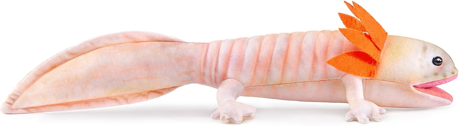 ZHONGXIN MADE Axolotl Plush - Realistic Pink Axolotl Stuffed Animal, Cute Ambystoma Creepy Amphibians Plush Toys, Unique Plush Gift Collection for Kids