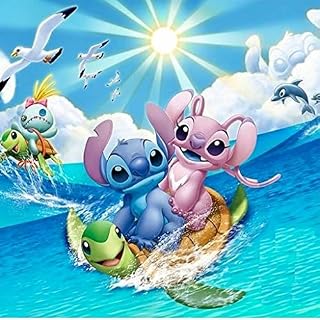 Stitch 5D Diamond Painting Kits for Christmas, POENOEN DIY Full Drill Diamond Art Kits for Kids, DIY Crystal Rhinestone Diamond Dotz for Adults/Home/Decor/Gift (12x12in)