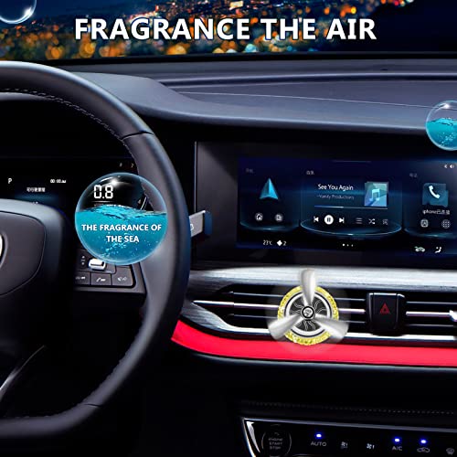 Image of eing Car Air Freshener,Turbo Spinning Car Vent Clip Fragrance Diffuser,Essential Oil Air freshener with Bling Diamonds,Stylish Propeller Shape Car Decor (1-Pack,Yellow)