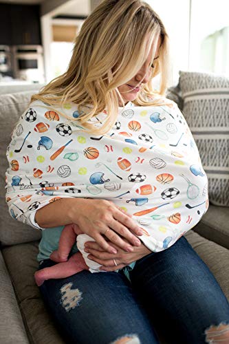 Image of Copper Pearl Nursing Cover for Breastfeeding - Multi-Use Baby Car Seat Canopy, Stroller Shade & Breast Feeding Wrap for Women, Stretchy Breathable Carseat Shawl for Boy or Girl, Varsity