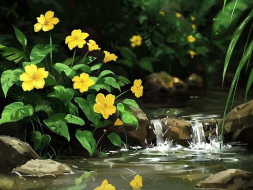 Broderie Diamant 5D Fleurs du ruisseau : art en pierres précieuses de haute précision C456