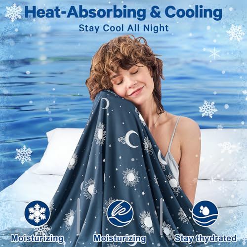Image of inhand Cooling Blanket Throw(50 inchx60 inch) - Double Sided Cooling Blankets for Hot Sleepers, Cool Soft Lightweight Summer Blanket for Beach, Sofa Bed Couch, Room Decor, Gifts for Women Men Midnight Navy