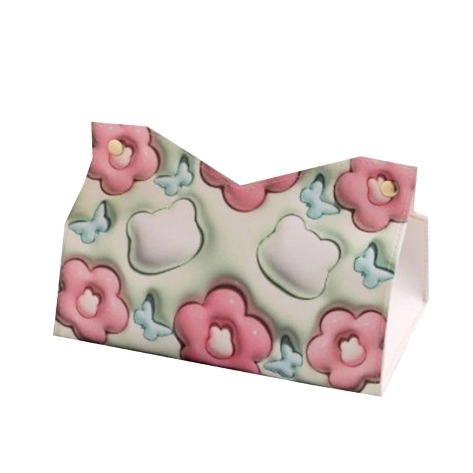 Elegant Flower Pattern Tissue Box Cover Flower Print Napkin Dispenser Box Holder Multifunctional Tissue Holder(Red)