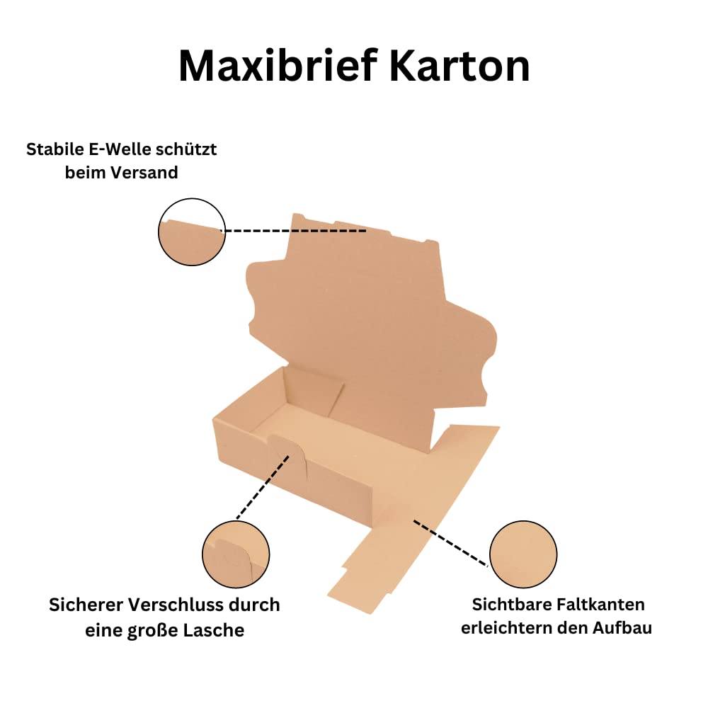 300x Maxibriefkartons Versandkartons Faltschachtel Faltkarton Maxibrief Karton 240 x 160 x 45, Braun, MB-3