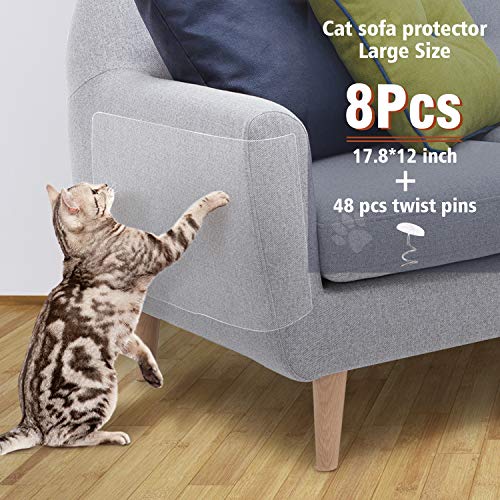 OIFIO Cat Sofa Protector, Furniture Tape For Cats,8 Pack Clear Large Size 17.8