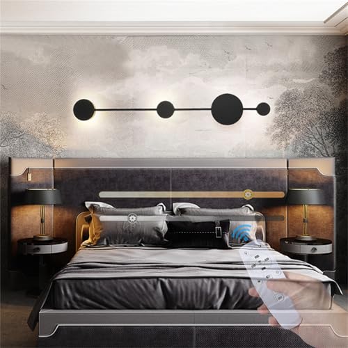 Aplique de pared LED interior moderno de aluminio negro regulable largo para dormitorio